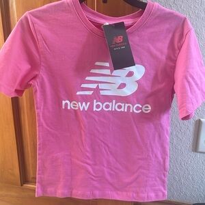 Girls New Balance NWT pink short sleeve shirt size 7/8
